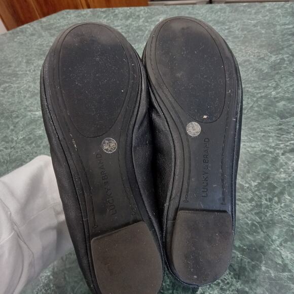 Lucky Brand ELAINY Black Soft Leather Ballet Flats Size 8 M Round Toe Cushioned - Picture 5 of 8
